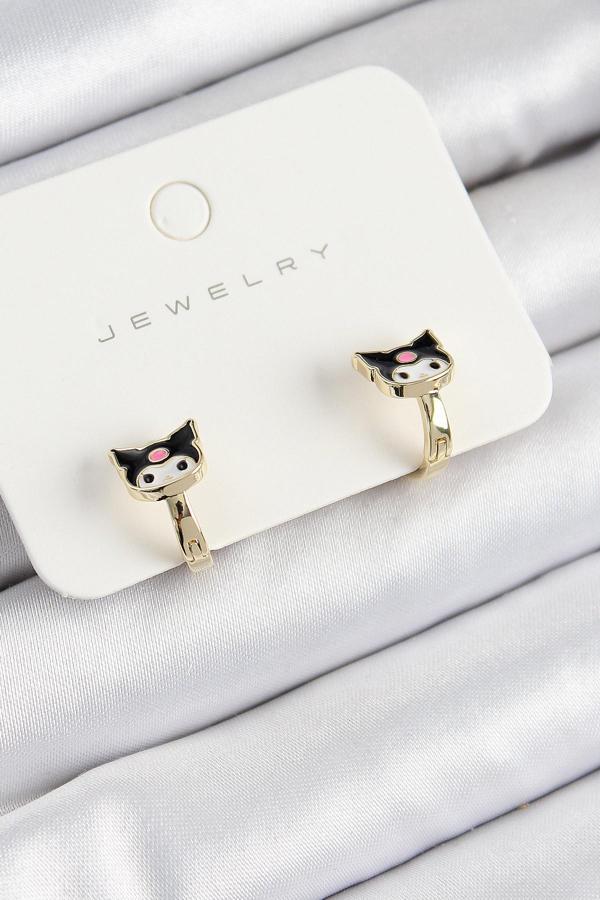 Pirinç Kuromi Model Gold Renk Çocuk Küpe - Image 1