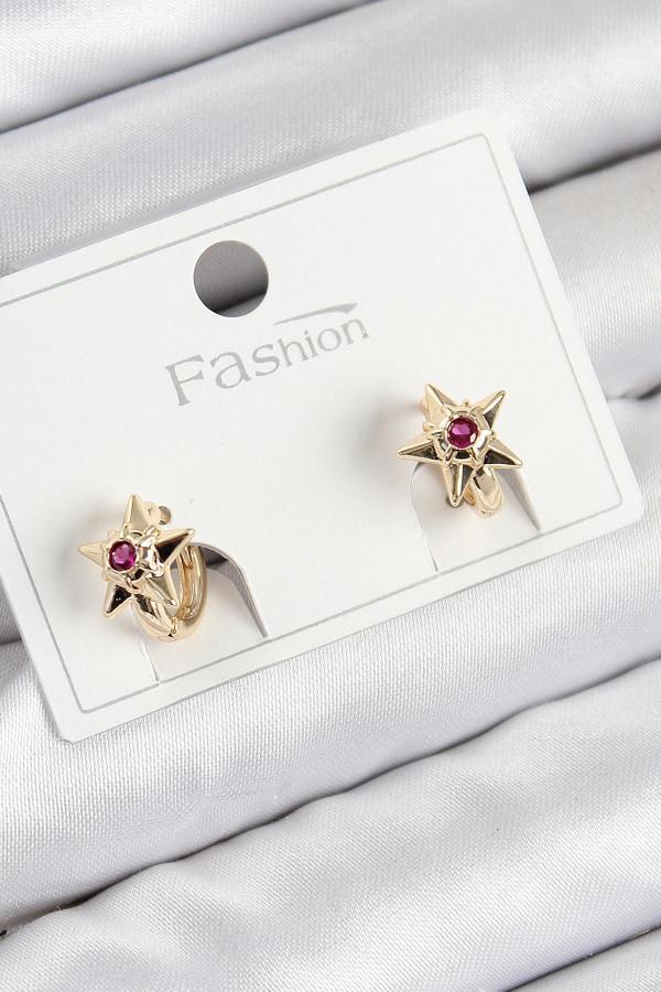 Pirinç Zirkon Taşlı Yıldız Model Gold Renk Çocuk Küpe - Image 1