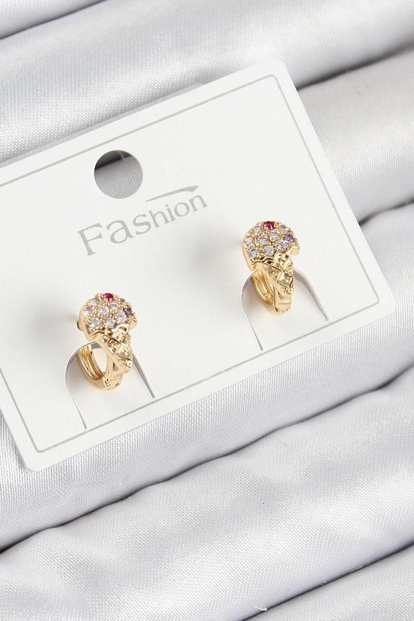 Pirinç Zirkon Taşlı Dondurma Model Gold Renk Çocuk Küpe - Image 1