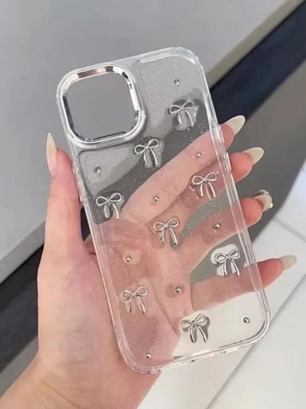 iPhone 11 Uyumlu Kamera Korumalı Fiyonk Desenli Şeffaf Silikon Kapak - Image 1