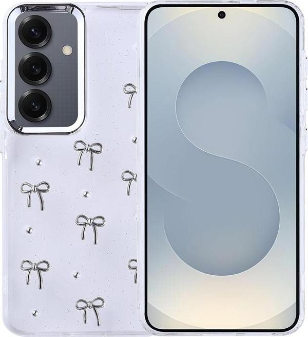 Samsung Galaxy S24 Uyumlu Kamera Korumalı Kiraz-Fiyonk Figürlü Silikon Kapak - Image 1