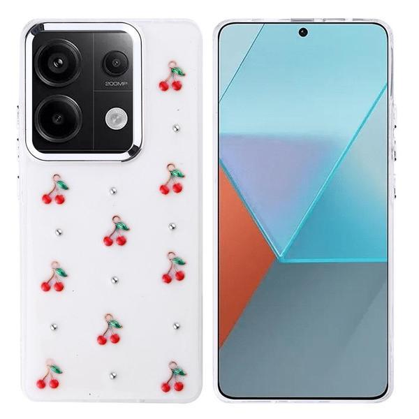 Xiaomi Redmi Note 13 Pro 4G Uyumlu Kamera Korumalı Kiraz-Fiyonk Figürlü Silikon Kapak - Image 1