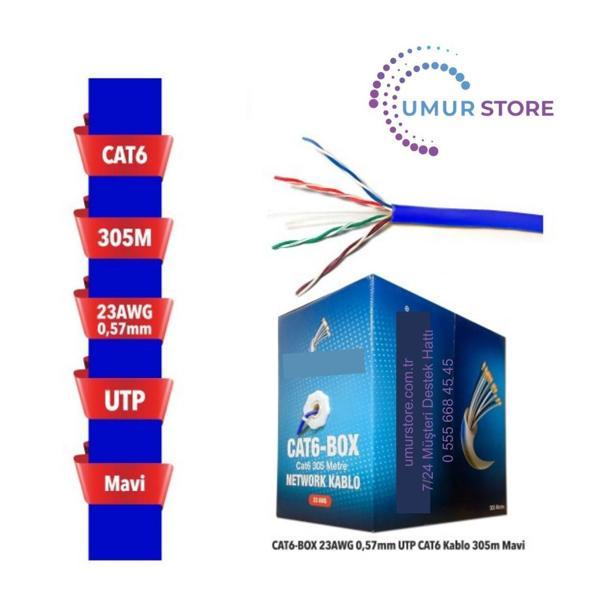 Cat6-Box 23AWG 0,57MM Utp Cat6 Kablo 305M Mavi - Image 1
