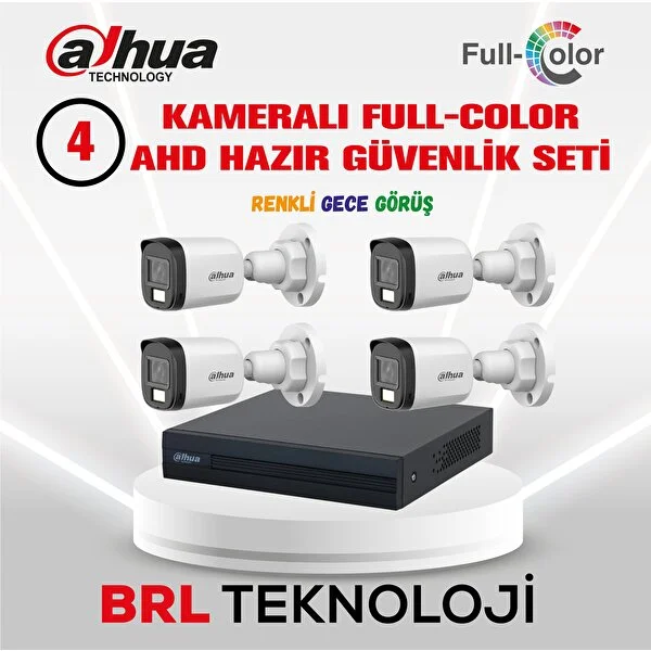 Dahua 4 Kameralı 30 Metre Renkli Gece Görüşlü Full Hd Güvenlik Kamera Seti - Image 1
