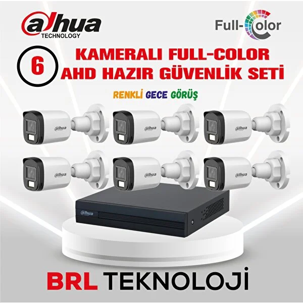 Dahua 6 Kameralı 30 Metre Renkli Gece Görüşlü Full Hd Güvenlik Kamera Seti - Image 1