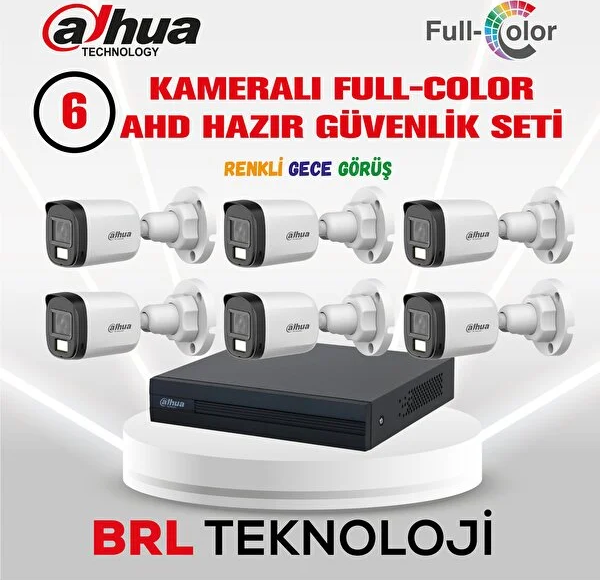 Dahua 6 Kameralı 30 Metre Renkli Gece Görüşlü Full Hd Güvenlik Kamera Seti - Image 1