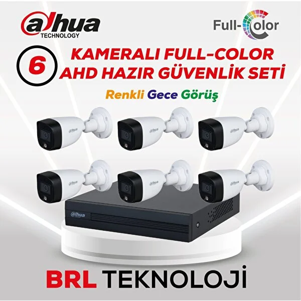 Dahua 6 Kameralı Renkli Gece Görüşlü Full Hd Güvenlik Kamera Seti - Image 1