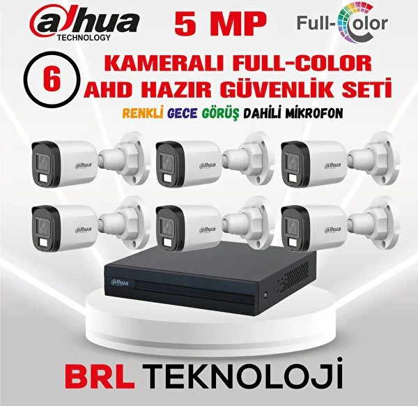 Dahua 5 Mp 6 Kameralı Sesli 30 Metre Renkli Gece Görüşlü Full Hd Kamera Seti - Image 1
