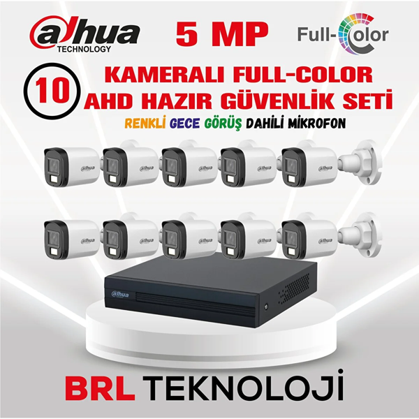 Dahua 5 Mp 10 Kameralı Sesli 30 Metre Renkli Gece Görüşlü Full Hd Kamera Seti - Image 1