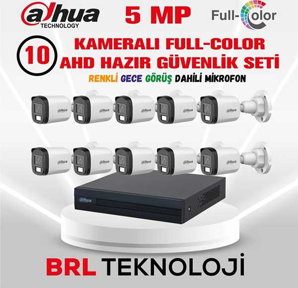 Dahua 5 Mp 10 Kameralı Sesli 30 Metre Renkli Gece Görüşlü Full Hd Kamera Seti - Image 1