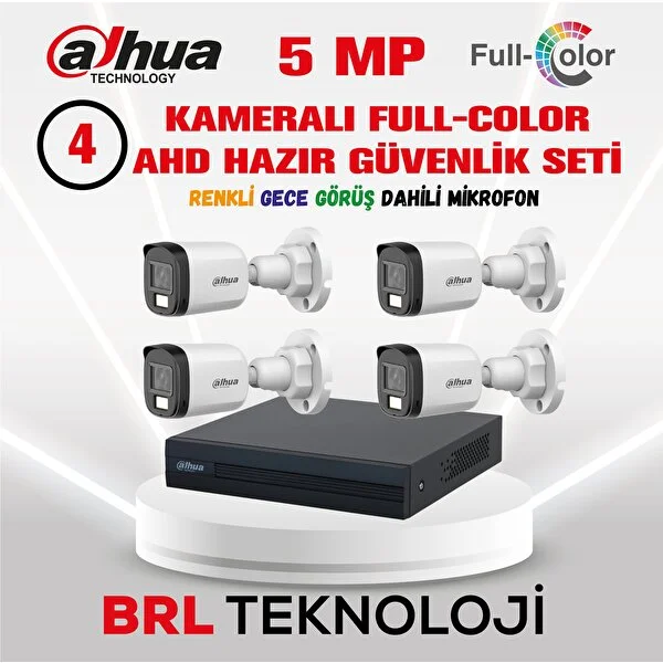 Dahua 5 Mp 4 Kameralı Sesli 30 Metre Renkli Gece Görüşlü Full Hd Kamera Seti - Image 1