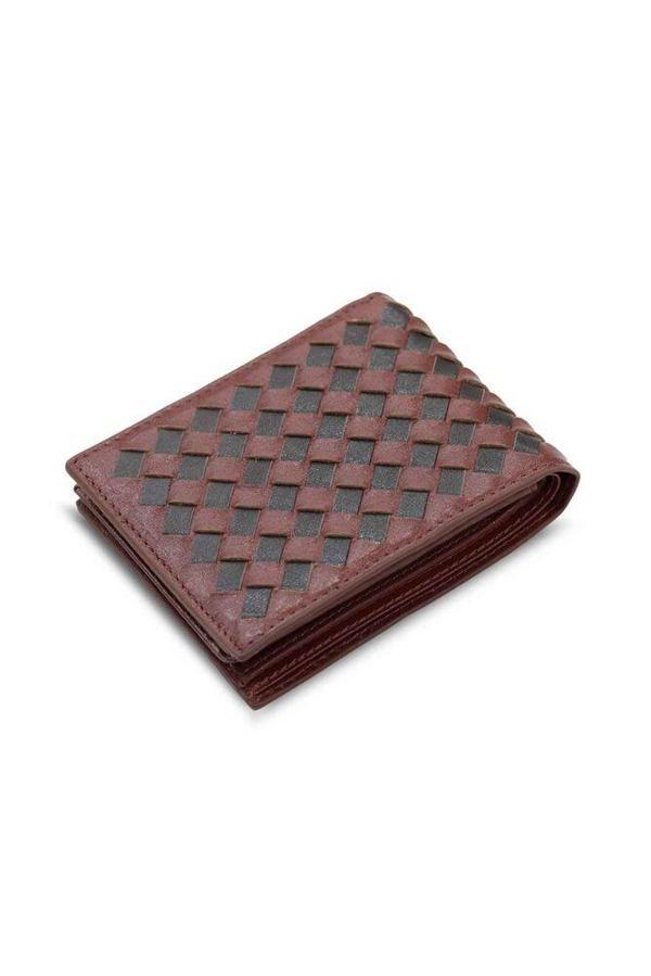 Guard Örgü Desenli Taba Kahve Hakiki Deri Erkek Cüzdanı P878 - Image 1
