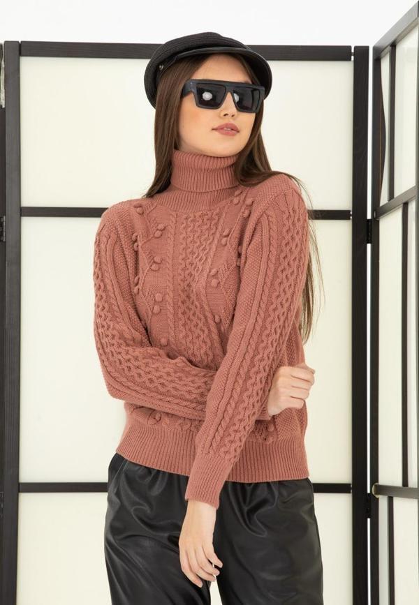 Kadın Gofralı Balıkçı Yaka Triko Bluz 11015 - Image 1