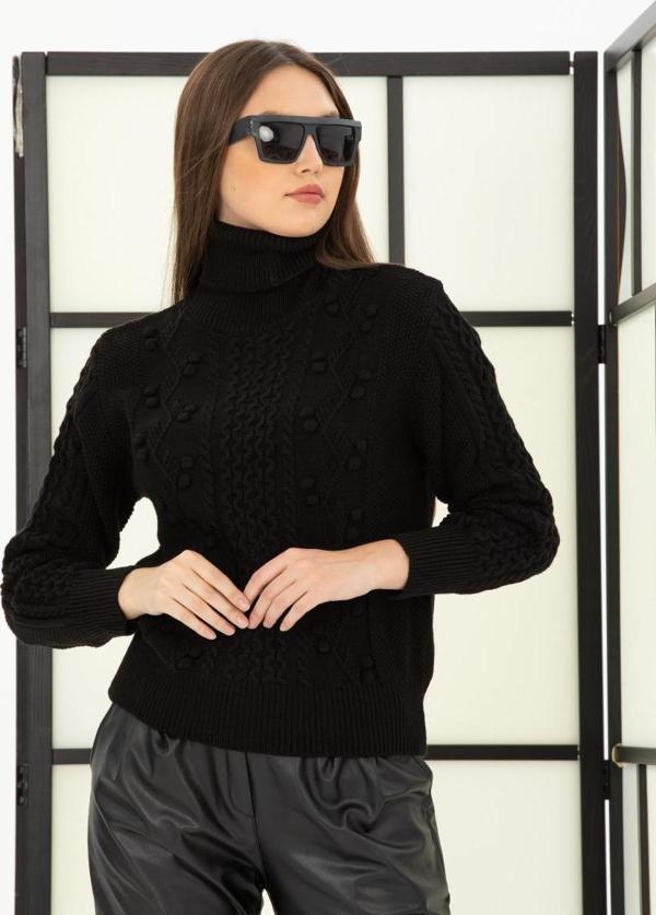 Kadın Gofralı Balıkçı Yaka Triko Bluz 11015 - Image 1