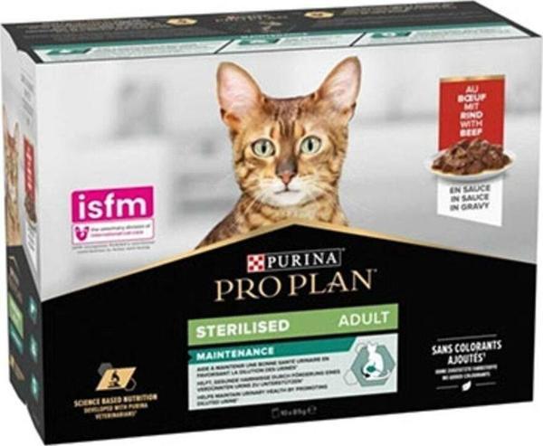 Pro Plan Pouch Sos İçinde Sığır Etli Kısırlaştırılmış Kedi Konservesi 85gr 10 Adet - Image 1