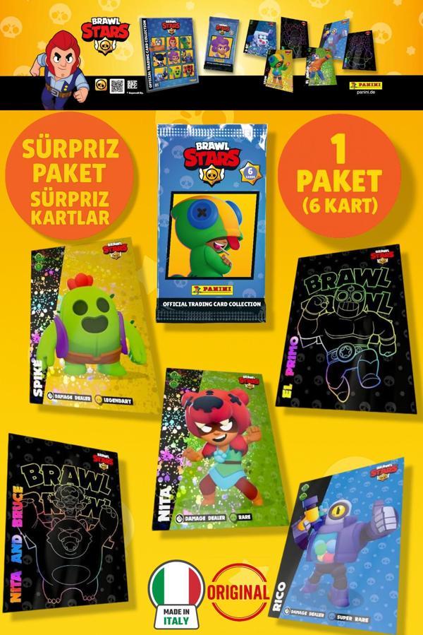 Brawl Stars Panini Resmi Kart Paketi: 1 Paket (6 Kart) - Image 1