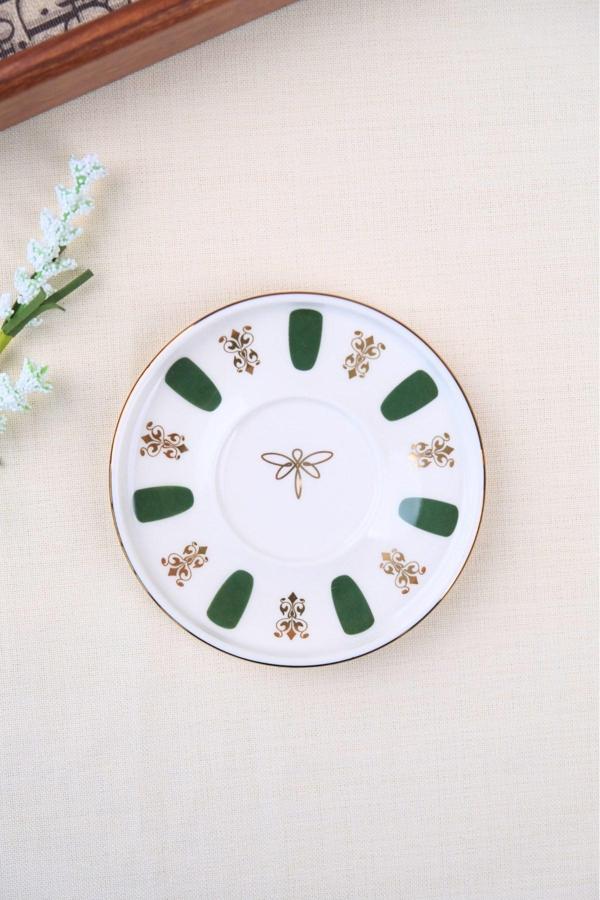Tabak Evi Porselen Acem Zade Yeşil Çay Tabağı 12,5cm Tekli - Image 1