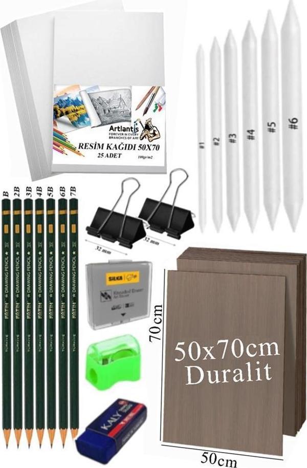 Karakalem Eskiz Çizim Seti Durolit Seti 50x70 cm 1 Paket Pastel Dağıtıcı Kalem Resim Kağıdı Dereceli Kalem Seti Hamur Si - Image 1