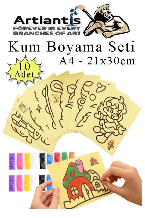 Kum Boyama Seti 10 Adet 20x30 cm A4 Boyutunda Büyük Boy Kaliteli Kum Boyama Çalışması Tuz Boyama Etkinlik - Image 1