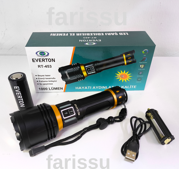 RT-453 50W 1000 Lumen 4800 mAh 1-1,5 km Menzilli Sarjli El Feneri - Image 1
