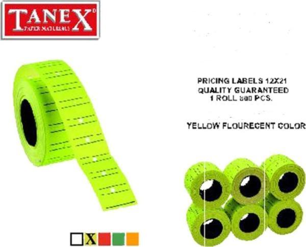 Tanex Fiyat Etiketi Çizgili 12x21 Fosforlu Sarı - Image 1