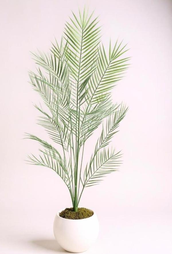 Yapay Ağaç 20 Yaprak Palmiye Ağacı Beyaz Küre Saksıda 130*60cm - Image 1