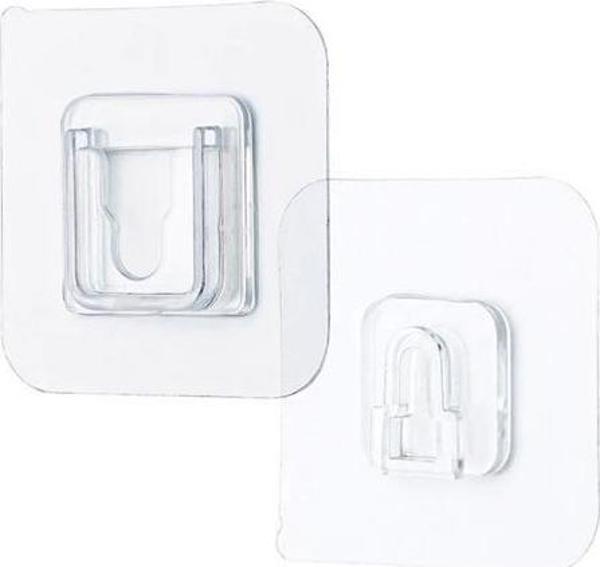 BUFFER® Eşya Sabitleme Askısı 10 Çift Şeffaf Çift Taraflı Yapışkanlı Geçmeli Klips - Image 1