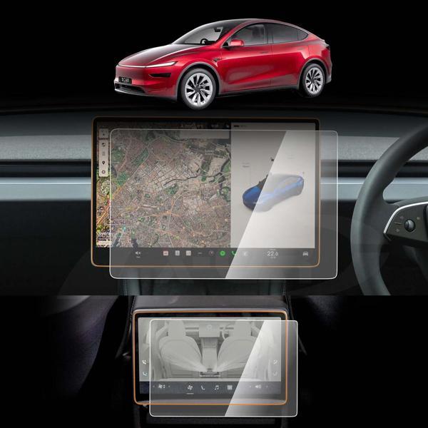 Tesla Model Y 2025 juniper için 2 adet ön+ arka ekran koruyucu set nano flex ekran koruyucu - Image 1