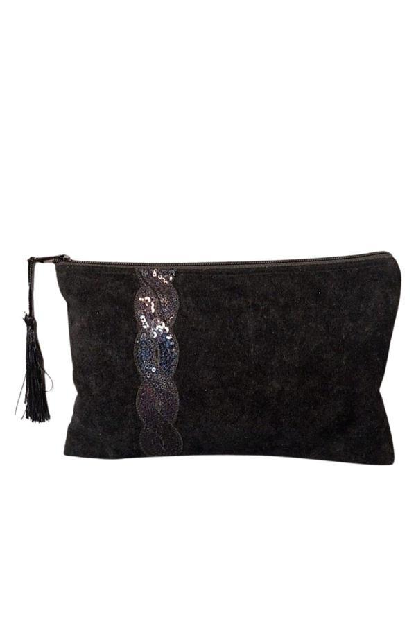 Uretti - Sibel 2453 6616 El Yapımı Pul Detaylı Kadife Clutch - Portföy Çanta - Image 1