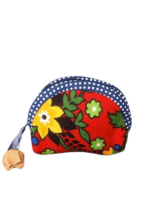 Uretti - Sibel 2453 2902 El Yapımı Pazen Kumaş Kahverengi Süslü Mini Cüzdan - Image 1
