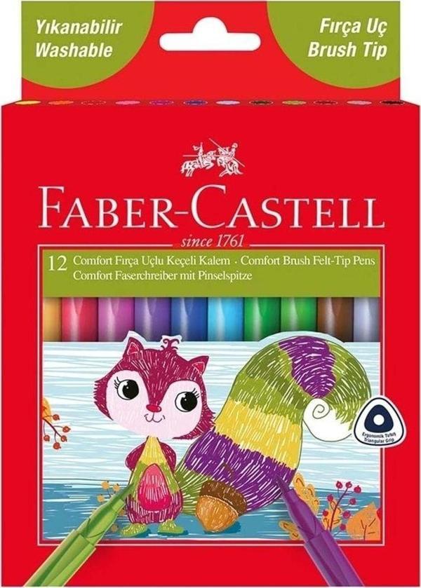 Faber Castell Comfort Serisi Keçeli Kalem 12 Renk Fırça Uçlu 5068155242 - Image 1