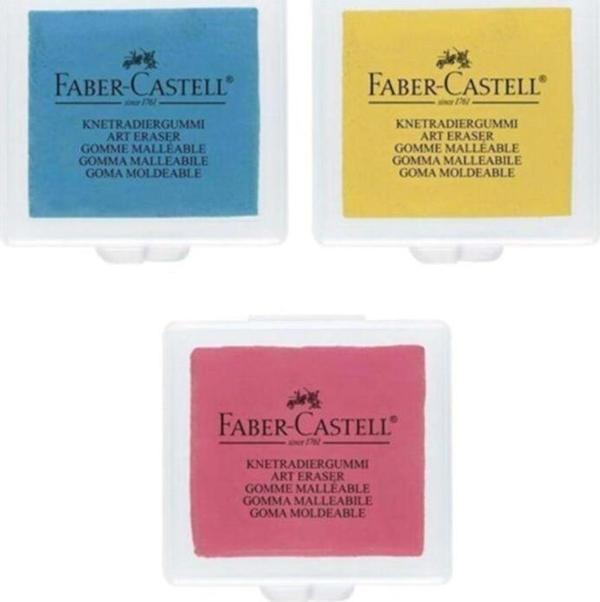 Faber Castell Plastik Kutulu Hamur Silgi Renkli 3 Adet - Image 1