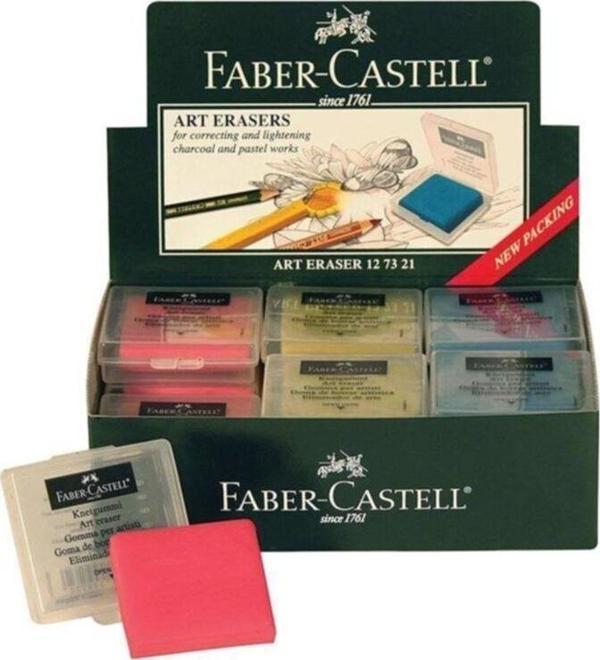 Faber Castell Plastik Kutulu Renkli Hamur Silgi 3 Adet-3 Renk (Mavi-Pembe-Sarı) - Image 1
