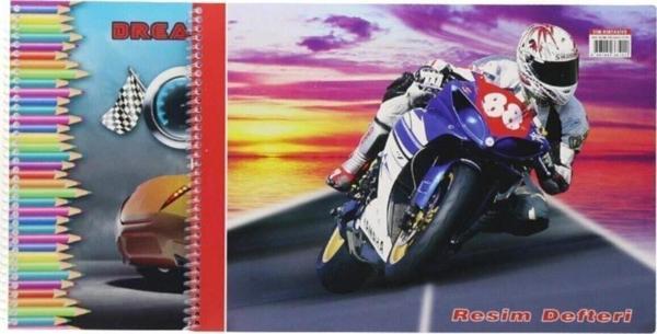 Güntem Sim Spiralli Resim Defteri  Muhtelif Kapak Renkleri 24*34 Cm - Image 1