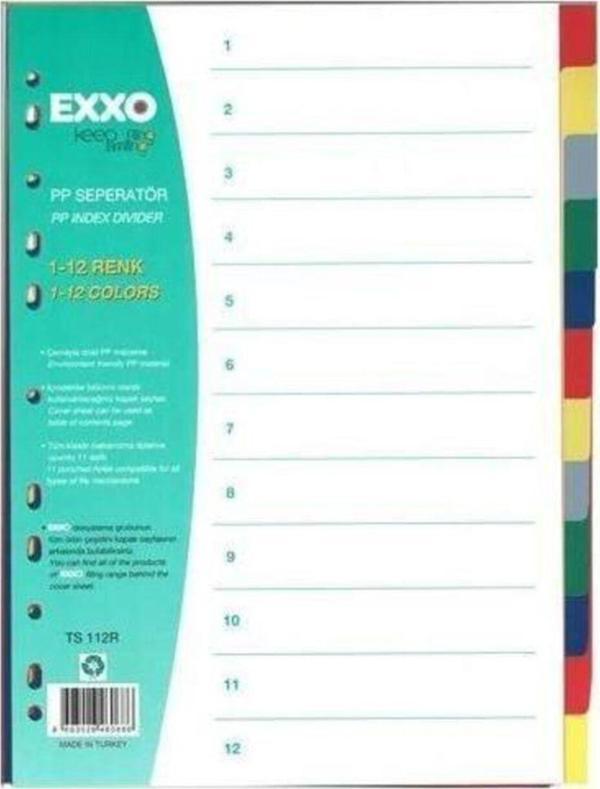 Exxo Ts-112R Seperatör Renkli 1-12 Sayı - Image 1