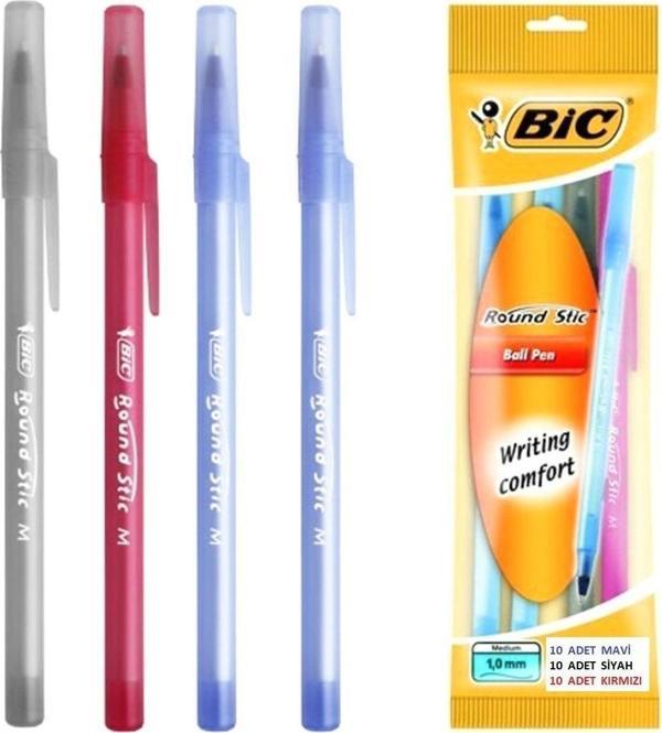 Bic Raund Tükenmez Kalem Seti 30 Adet ( 10 Mavi +10 Siyah+10Kırmızı ) - Image 1