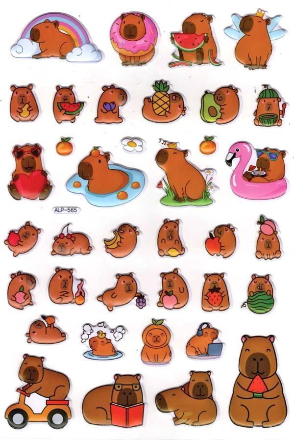 Sticker Kabartmalı A4 Boyutunda Stiker Defter, Planlayıcı Etiket-(lim565) - Capybara Meyveler - Image 1