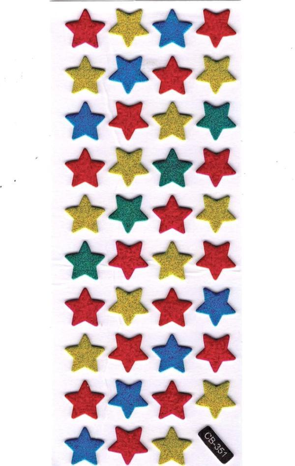 Sticker Kabartmalı Sticker Defter Planlayıcı Etiket (cb351) 16x7 cm- Mini Renkli Yıldızlar - Image 1