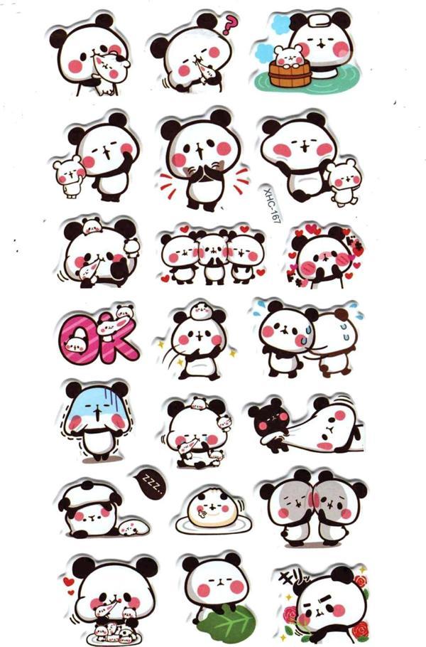 Sticker Kabartmalı Stiker Çıkartma Etiket (XHC167)-18x9 cm- Komik panda - Image 1