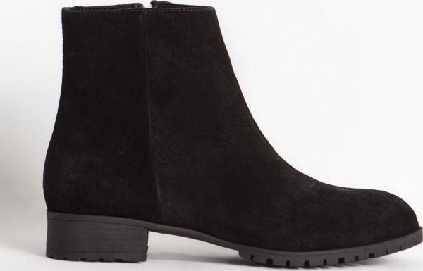 DERİCLUB Kadın Fermuarlı Süet Günlük Bot Gerçek Deri BR 06048 SÜET SİYAH - Image 1