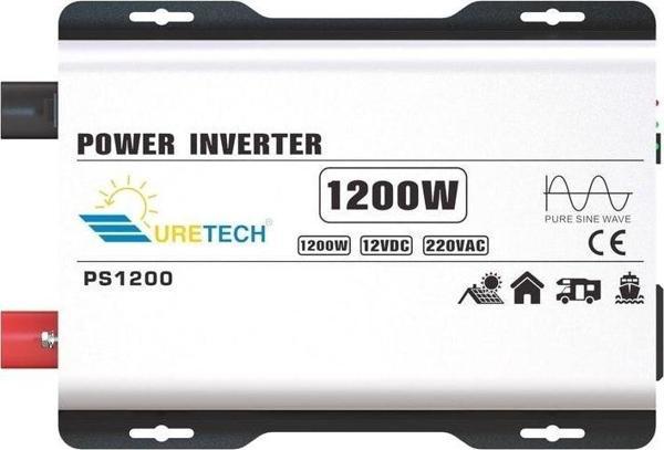 Uretech 1000 Watt 12V Tam Sinüs Inverter 1200 W 12V-220V Invertör - Image 1