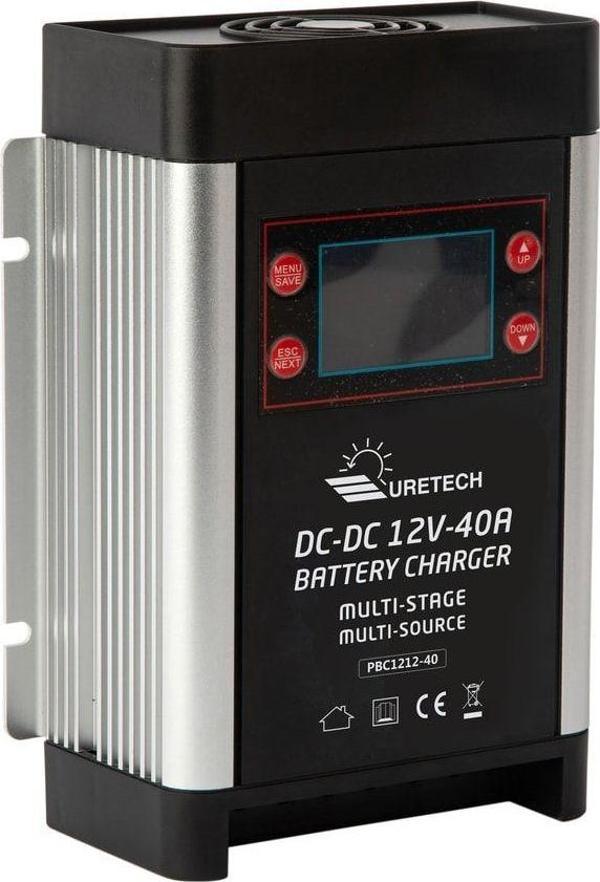 Uretech Dc-Dc Akü Şarj Cihazı 12V 40 A Amper Güneş Paneli Ve Alternatörden Yaşam Aküsü Şarjı - Image 1