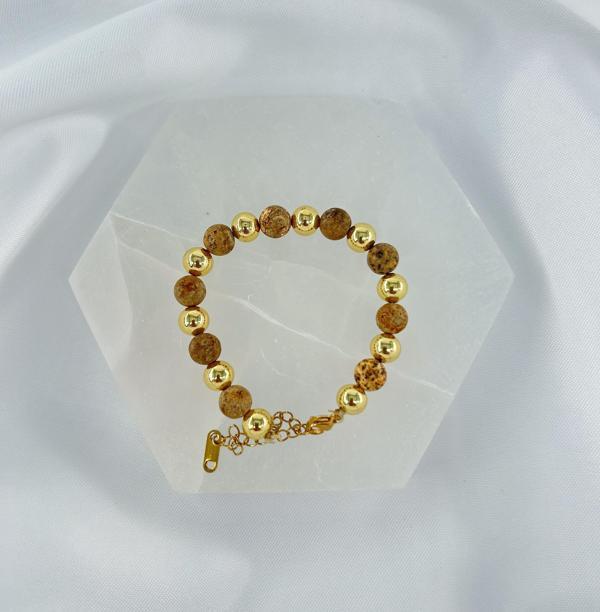 ODUN JASPER  8MM DOĞALTAŞ ÇELİK KLİPSLİ BİLEKLİK  - Image 1