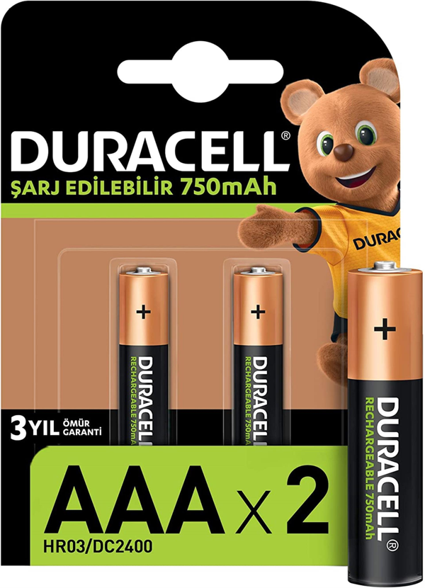 DURACELL İNCE PİL 750 mah.ŞARJLI (2Lİ BLS) - Image 1