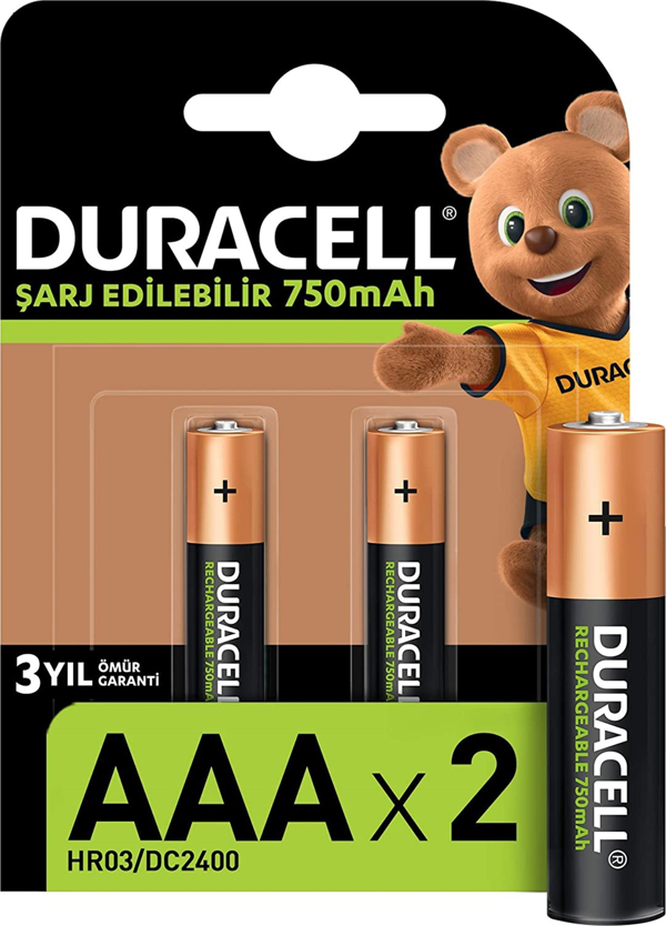 DURACELL İNCE PİL 750 mah.ŞARJLI (2Lİ BLS) - Image 1