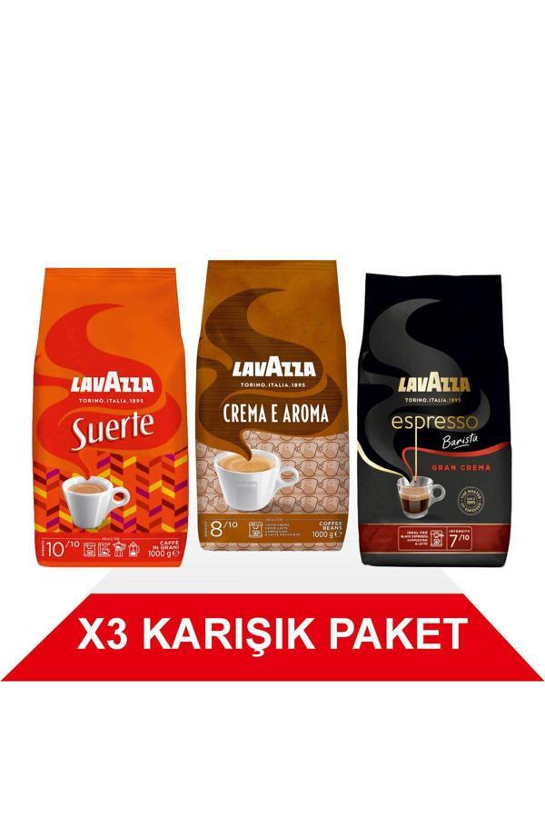 Suerte + Crema E Aramo + Espresso Barista Gran Crema Çekirdek Kahve (1000gr) 3'Lü Paket - Image 1