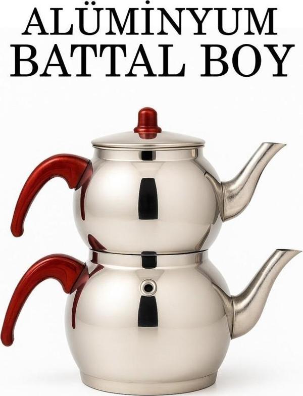 Alüminyum Küre Çaydanlık Battal Boy Kahverengi Kulp - Image 1