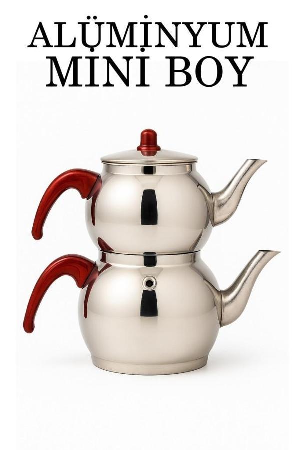 Alüminyum Küre Çaydanlık Mini Boy Kahverengi Kulp - Image 1