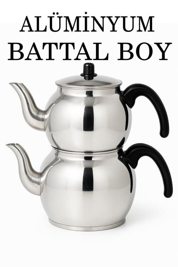 Alüminyum Küre Çaydanlık Battal Boy Siyah Kulp - Image 1