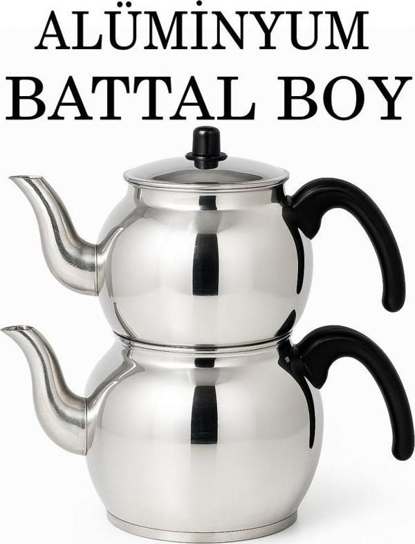 Alüminyum Küre Çaydanlık Battal Boy Siyah Kulp - Image 1